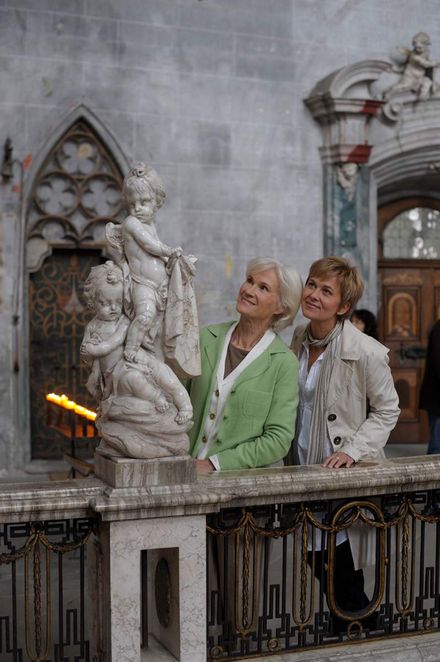 Kloster und Schloss Salem, Besucher betrachten Statue