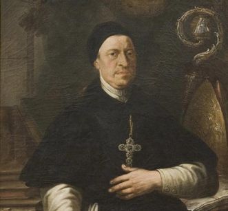 Porträt Abt Anselm in der Bibliothek von Kloster und Schloss Salem