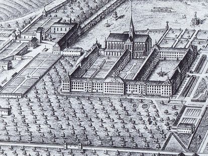 Kloster Salem von Süden auf einem Kupferstich von 1738