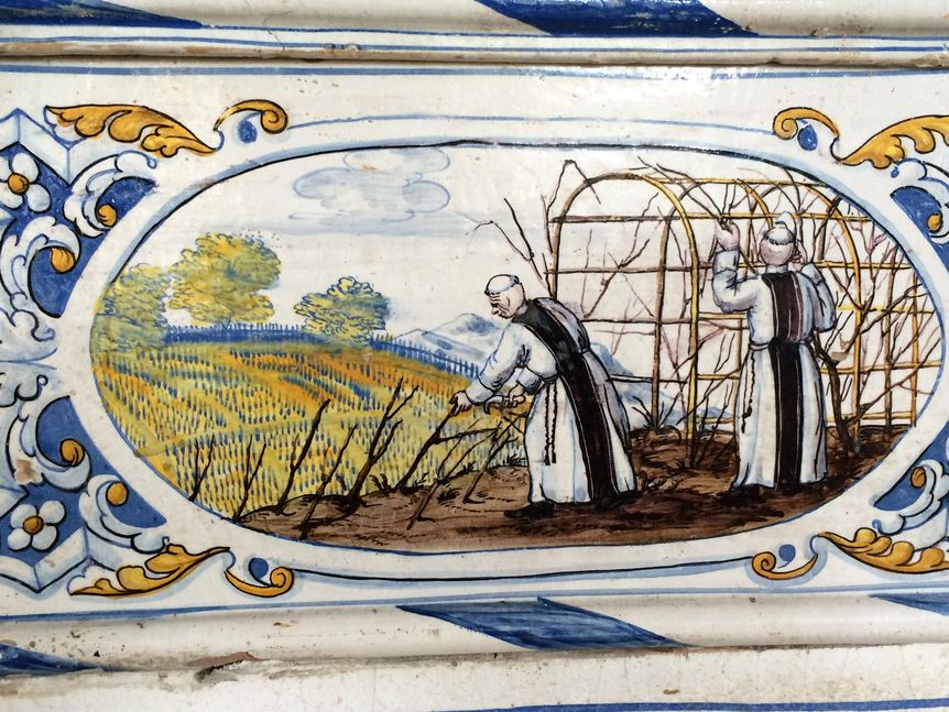 Kloster und Schloss Salem, Detail des Kachelofens im Speisesaal