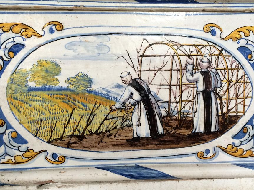 Kloster und Schloss Salem, Detail des Kachelofens im Speisesaal