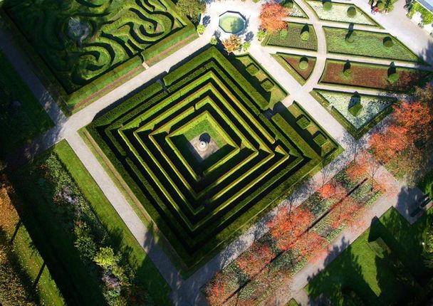 Kloster und Schloss Salem, Luftaufnahme Labyrinth