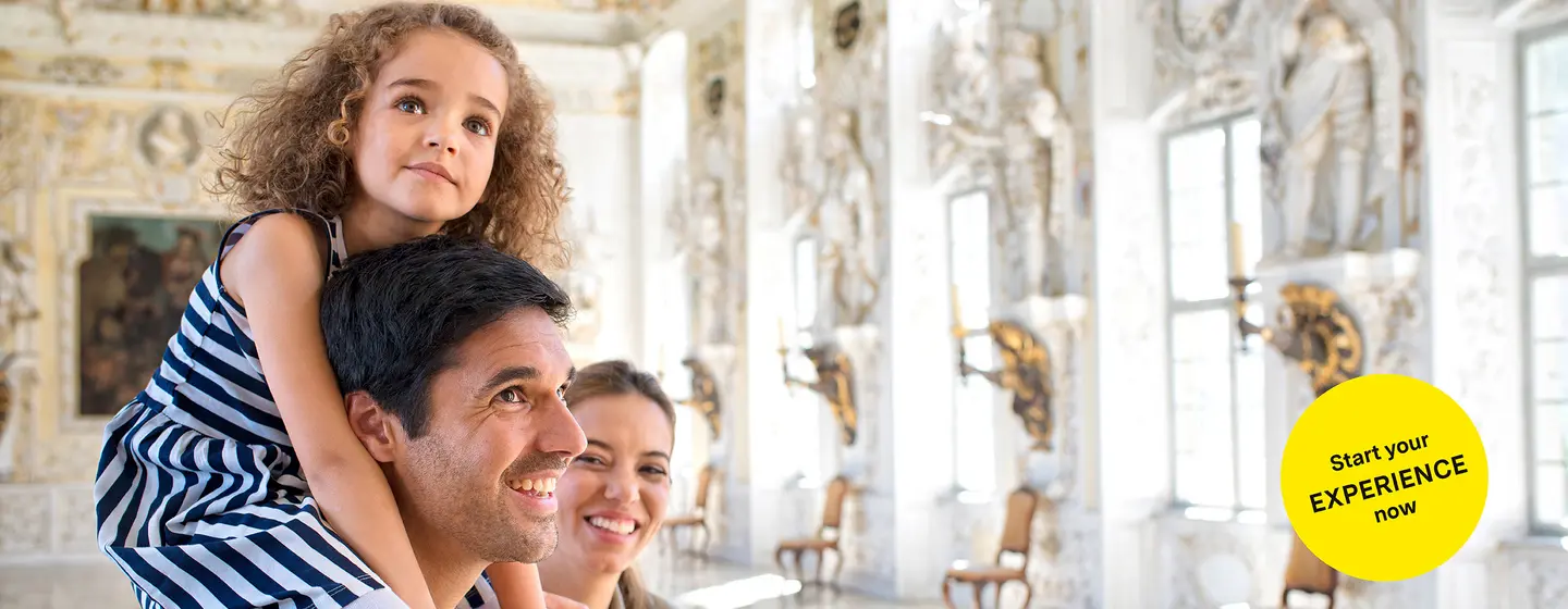 Motiv: Staaliche Schlösser und Gärten Baden-Württemberg, Illustration: JUNG:Kommunikation GmbH Salem Monastery and Castle, advertising banner for the app "Monument BW"