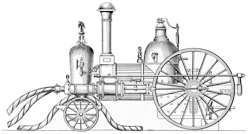 Abbildung einer Dampffeuerspritze aus dem Jahr 1840, The Popular science monthly, 1895 